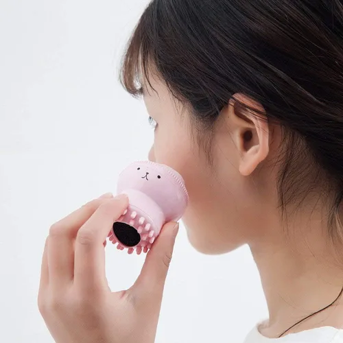 Vista 6 de Vtrem Limpiador facial de silicona para mujer: 5 unidades de pulpo, limpiador facial de silicona para cara para masaje exfoliante profundo, cepillo