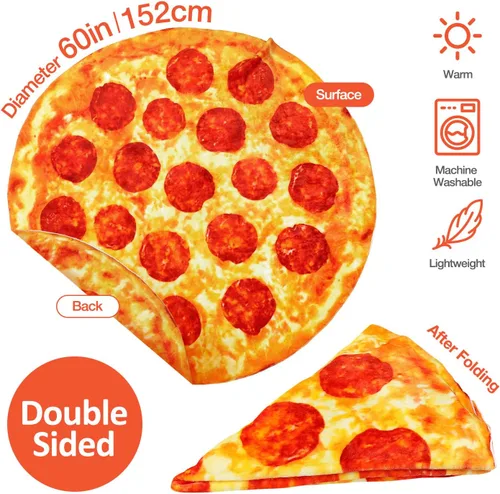 Vista 6 de Hommtina Manta de pizza de doble cara, manta gigante de tortilla, regalos divertidos para adultos, adolescentes y niños (60 pulgadas)