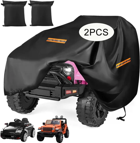 Vista 7 de Cubierta para coche de montar para niños, gran cubierta impermeable para ruedas de poder, cubierta universal para juguetes de coche de 210D