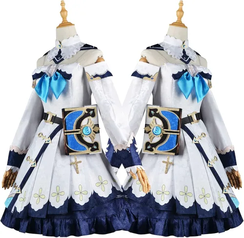 Vista 6 de Game Genshin Impact Barbara - Disfraz de cosplay para niña, vestido con accesorios para Halloween