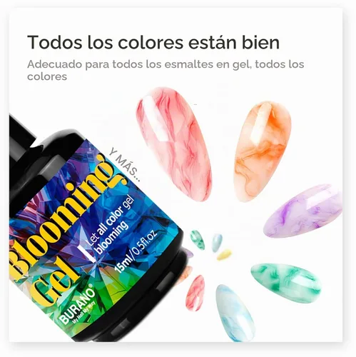 Vista 8 de BURANO Esmalte de uñas en gel Blooming de 0.5 onzas, efecto floreciente transparente (2 botellas)