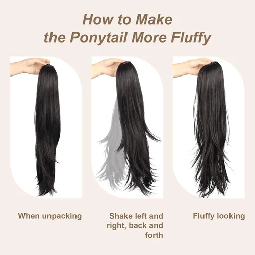 Vista 4 de Extensión de cola de caballo de cabello lacio, mezcla de extensiones de cola de caballo con cordón, rubias para mujer, múltiples capas, sintético