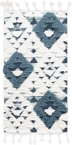 Vista 37 de SAFAVIEH Alfombra marroquí con borlas, 2 x 3 pies, marfil y marrón, no desprende pelusa y fácil de limpiar, textura alta y baja, ideal