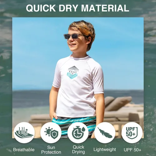 Vista 2 de Kanu Surf Boys Haywire UPF 50+ Sun Protective Rashguard Swim Shirt