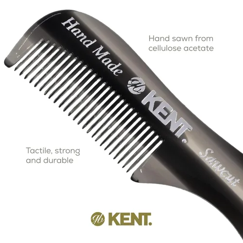 Vista 5 de Kent Un peine de bolsillo para bigote de barba de grafito 81T para hombre, bolsillo dentado fino para aseo y peinado del vello facial. Hecho a mano