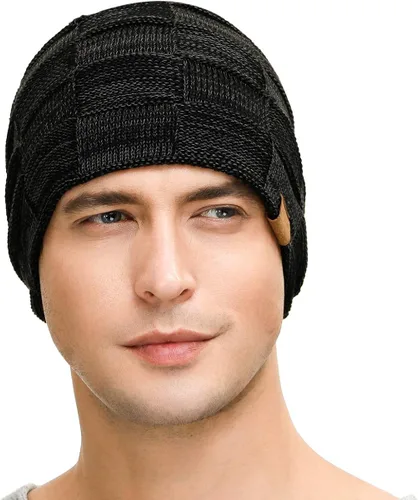 Vista 2 de Vgogfly Slouchy Beanie for Men Winter Hats for Guys Cool Beanies Mens Lined Knit Warm Thick Skully Stocking Binie Hat