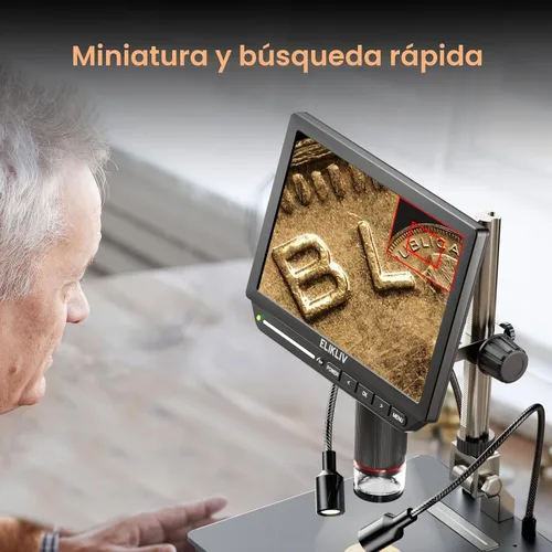 Vista 6 de Microscopio digital 4K, Elikliv EM4K - Microscopios de monedas de 8 pulgadas 2000x, microscopios HDMI de 52 MP, microscopio de soldadura