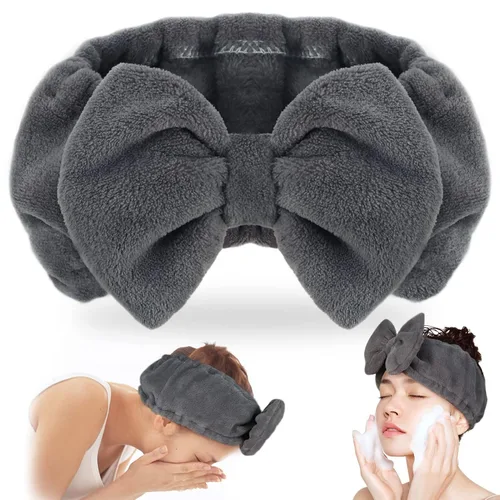 Vista 18 de Shintop Diadema de Spa, Diadema de Maquillaje de Vellón Coral Suave con Lindo Lazo, Banda Elástica para el Cabello para Lavar la Cara, Cuidado