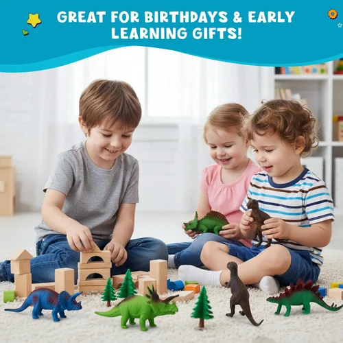 Vista 2 de Get Ready Kids Juego de figuras de dinosaurios - 8 juguetes grandes