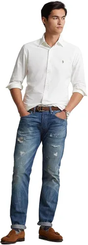 Vista 3 de POLO RALPH LAUREN Men's Classic Fit Plaid Oxford Shirt Blanco básico