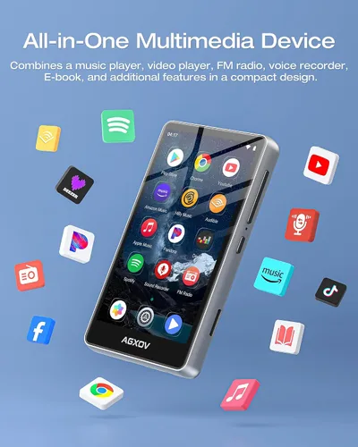 Vista 8 de Reproductor de MP3 de 144 GB con Bluetooth y WiFi, reproductores de MP3 y MP4 con pantalla táctil de 4.02 pulgadas y altavoz, reproductores