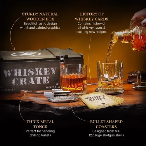 Vista 3 de Royal Reserve - Juego de regalo de piedras de whisky Bullet Vasos de bourbon hechos a mano, posavasos, caja – Regalos de whisky para hombres
