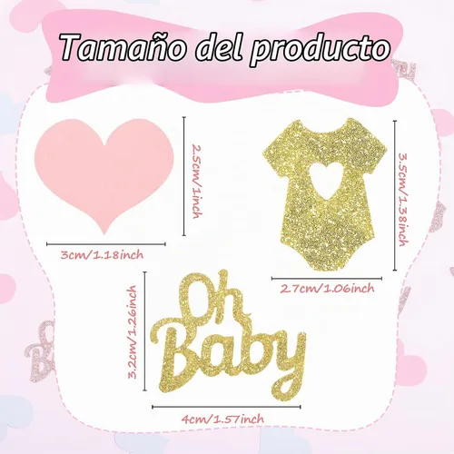Vista 2 de Sumind 240 piezas de confeti de revelación de género, decoraciones de mesa Formas de ropa de texto con forma de corazón de papel con purpurina azul