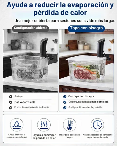 Vista 6 de EVERIE Tapa plegable con bisagras compatible con Anova Nano 750w, 800w, 900w, AN500-US00 1000w y compatible con contenedor Rubbermaid de 12, 18, 22