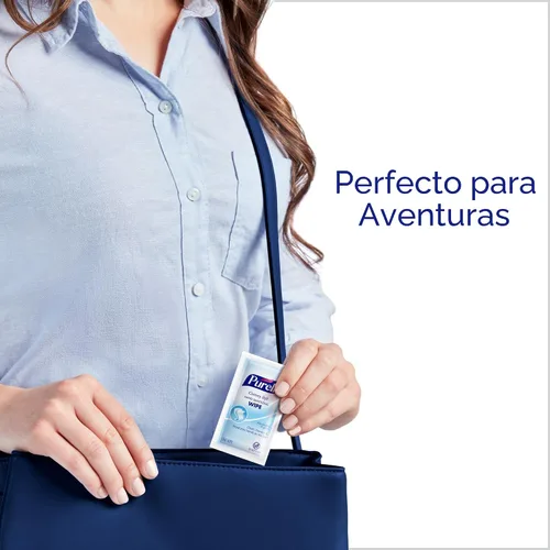 Vista 6 de Toallitas desinfectantes suaves para manos Purell Cottony con aroma limpio, 24 toallitas envueltas individualmente (paquete de 4 cajas) - 9029-04-CMR