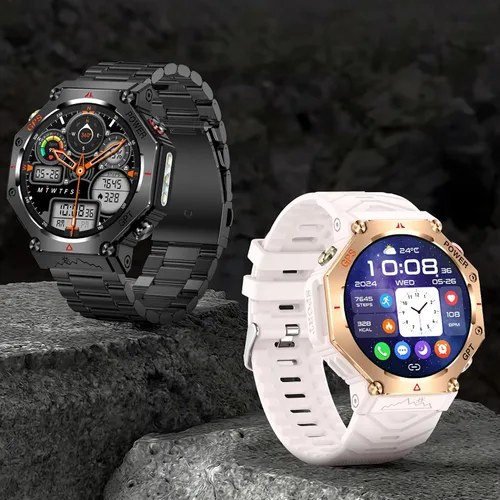 Vista 12 de Loluka Reloj inteligente GPS Tracker resistente al aire libre Smartwatch con brújula/linterna LED/presión de aire/altitud/respuesta/hacer llamada
