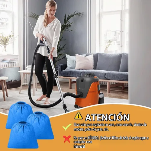 Vista 5 de 3 piezas de bolsa de filtro de tela para Armor All AA256 AA255 2.5 galones Shop VAC Microlined