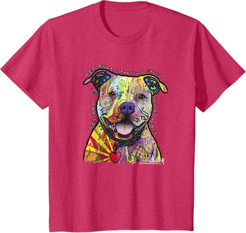 Vista 64 de Beware Of Pit Bulls, Dean Russo Pitbull Original - Camiseta para amantes de los perros, Negro