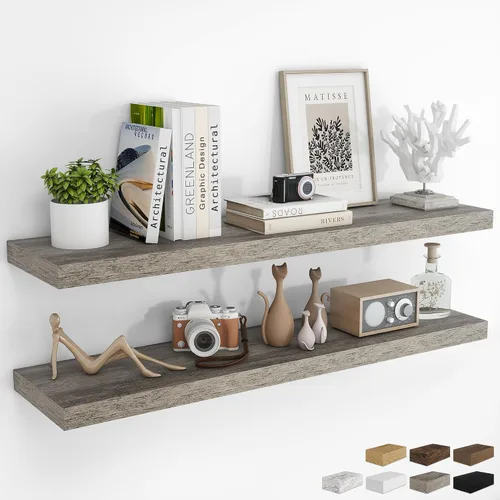 Vista 42 de RICHFOCUS Estantes flotantes de 8 pulgadas para estantes cuadrados de pared para dormitorio, cocina, baño, estante flotante de madera rústica