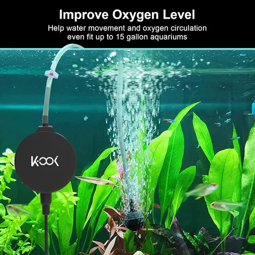 Vista 5 de GuDoQi Bomba de aire para acuario, mini bomba de oxígeno ultra silenciosa de 1 vatio, potente kit aireador de aire para peceras de 1 a 15 galones