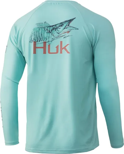Vista 25 de HUK Camiseta de pesca de manga larga con protección solar para hombre Vc Pursuit Pescado de hueso - Glaciar