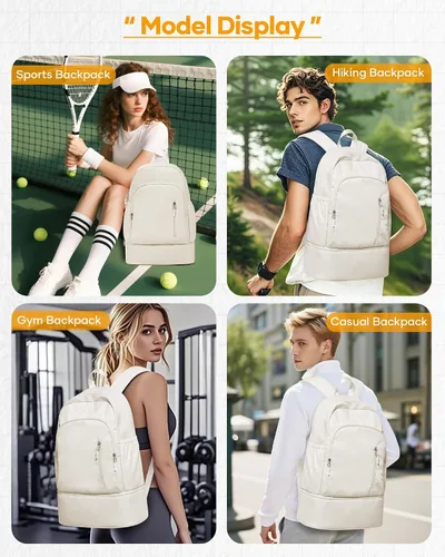 Vista 8 de SEAFEW Mochila pequeña de gimnasio para mujeres y hombres, bolsa impermeable para pista de gimnasio con compartimento expandible para zapatos