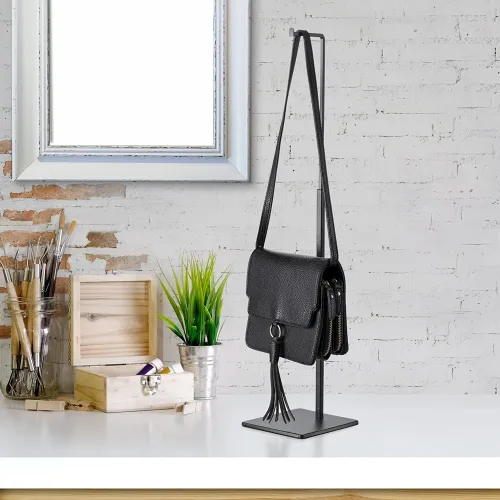 Vista 6 de Soporte para bolsa de gancho colgante - Juego de 2 soportes de exhibición de bolso negro de altura ajustable
