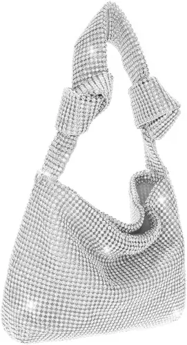 Vista 2 de Yokawe Monederos con diamantes de imitación para mujer, bolso de noche brillante mini hobo bolso de vacaciones fiesta club boda bolso