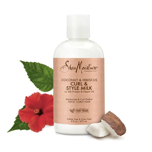 Vista 9 de SheaMoisture Curl & Style Milk Coco e Hibisco con Proteína de Seda y Aceite de Neem para Cabello Grueso, Definido y Rizado Comercio Justo, Sin