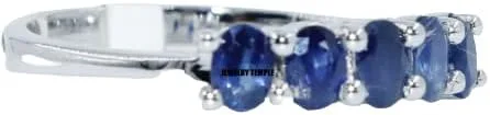 Vista 2 de Anillos de declaración para mujer y niña, banda de zafiro de plata 3.642 x 0.118in