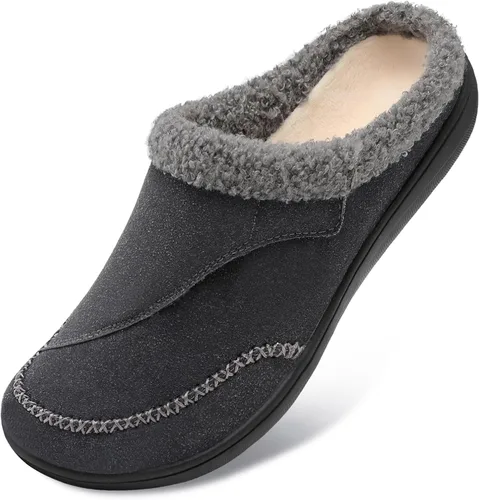 Vista 9 de LeIsfIt Pantuflas anchas para mujer, ajustables, para diabéticos, cálidas, acogedoras, antideslizantes, de espuma viscoelástica, para invierno