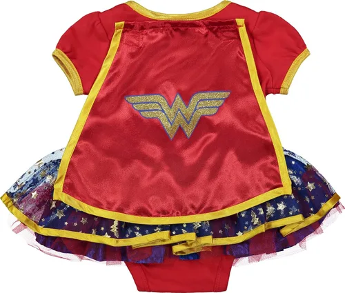 Vista 3 de Disfraz de vestido tipo body de la Mujer Maravilla con tiara y capa para bebé niña