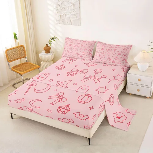 Vista 33 de Feelyou Cat Bed Sheets Set Twin Size Halloween Themed Bed Set Trick or Treat Deep Pocket Fitted Sheet Scaredy Cat Breathable Soft Lightweight