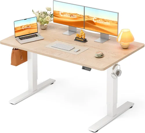 Vista 19 de CubiCubi Escritorio eléctrico de pie de 48 x 30 pulgadas, escritorio de pie ajustable en altura con ajustes preestablecidos de memoria, escritorio