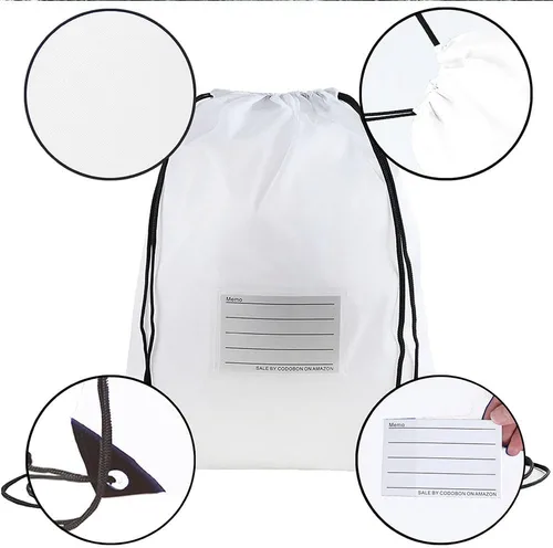 Vista 15 de CODOBON Paquete de 20 bolsas con cordón, mochila de cuerda de dibujo a granel, bolsa de bricolaje para gimnasio, deportes, bolsa para mujeres