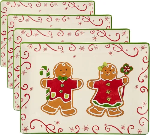 Vista 5 de Certified International Holiday Magic - Bandeja rectangular de pan de jengibre, 14 x 10 pulgadas, multicolor, grande