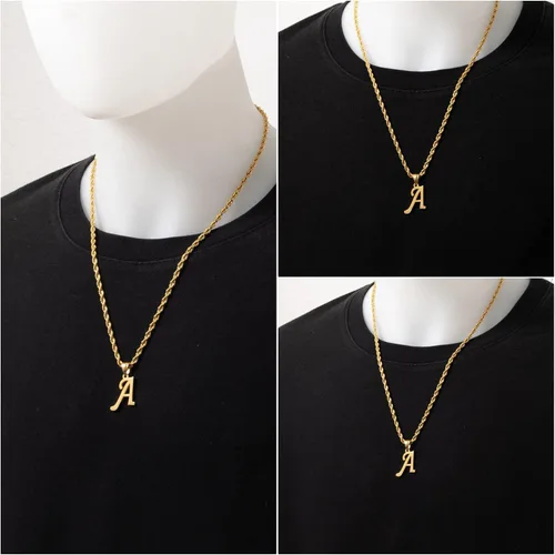 Vista 4 de Kalapure Colgante con inicial de oro de 14 quilates, collar con letra Alpahbet personalizado de la A a la Z, colgante con inicial, collares