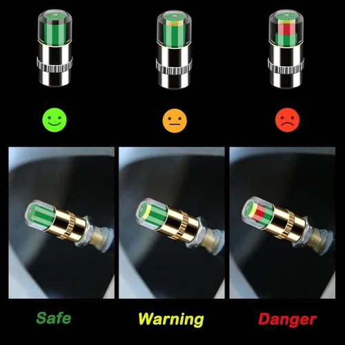 Vista 7 de 4Pcs Tire Pressure Monitor Valve Stem Caps for Hyundai Santa Fe (New Gen) 2024-2026, Air Indicator Sensor Alert Monitoring Kits,Gold