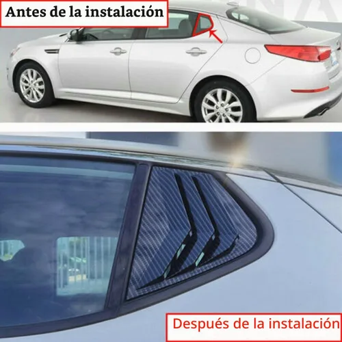 Vista 5 de Cubierta de rejilla de ventilación de ventana lateral trasera de fibra de carbono para Kia Optima K5 2011 2012 2013 2014 2015 Par, accesorios