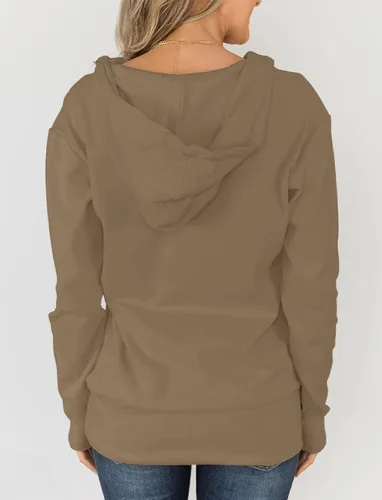 Vista 2 de Fallorchid Sudadera casual de manga larga con cremallera completa para mujer con bolsillos