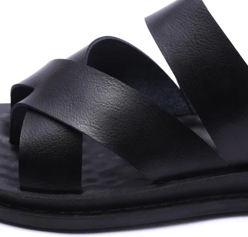 Vista 6 de Harssidanzar Sandalias para hombre, de secado rápido, para verano, con correas cruzadas, sandalias deslizantes, anillo para el dedo del pie