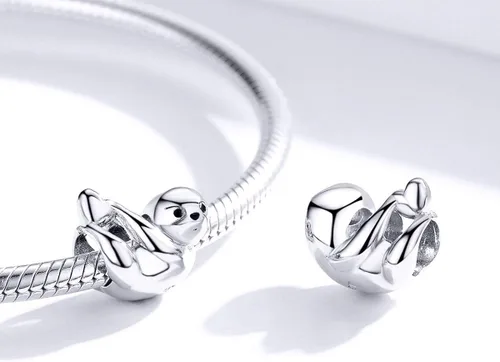 Vista 2 de BISAER Dijes de plata de ley 925 para pulseras, gatos, perros, perezosos, animales, mariposa, hada, corazón, colgante