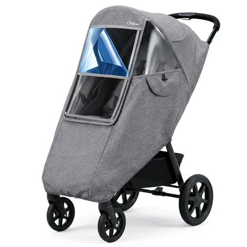 Vista 9 de Clear Stroller Rain Cover, Universal Fit, Side Ventilation, Gray