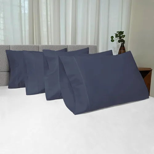 Vista 32 de Juego de 2 fundas de almohada de 100 % algodón puro, tamaño King, color plateado, lujosas fundas de almohada de algodón de fibra larga de 400 hilos