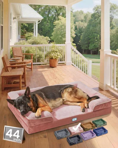 Vista 20 de OhGeni Cama ortopédica refrescante para perro, sofá refrescante para mascotas grandes con espuma viscoelástica, lavable a máquina, funda extraíble