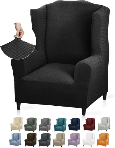 Vista 24 de YEMYHOM Funda elástica para silla con respaldo de 1 pieza con diseño jacquard más reciente, funda para silla con respaldo antideslizante, protector