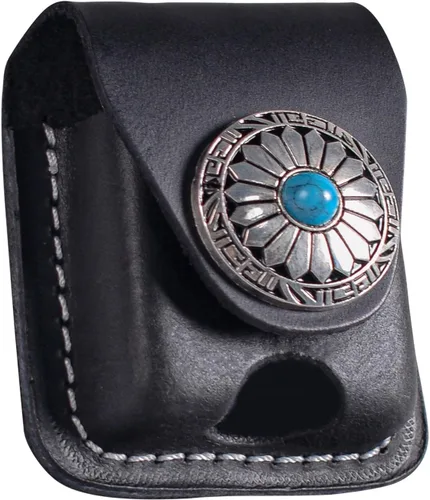 Vista 7 de Funda de cuero para encendedor hecha a mano con lazo para cinturón de bolsillo