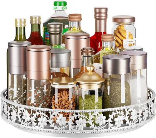 Vista 10 de Lazy Susan - Organizador giratorio de 10 pulgadas, estante de especias giratorio de 360 grados Lazy Susan para gabinete, mesa de comedor, encimera