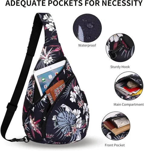 Vista 2 de HUA ANGEL Bolso bandolera, bolso cruzado de moda para el pecho, mochila de viaje, senderismo, gimnasio, mochila casual