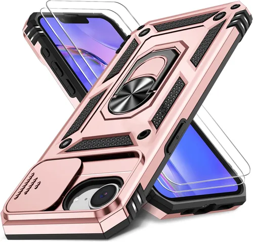 Vista 51 de Funda HakkTaoo para iPhone 13/iPhone 14 de 6.1 Pulgadas con Funda Deslizante para Cámara + Protector de Pantalla (2 Paquetes), Funda Protectora a